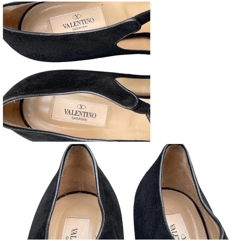 ❌SOLD❌Valentino Garavani Black Suede Peep-Toe Stiletto Platform Pumps - Picture 11 of 17